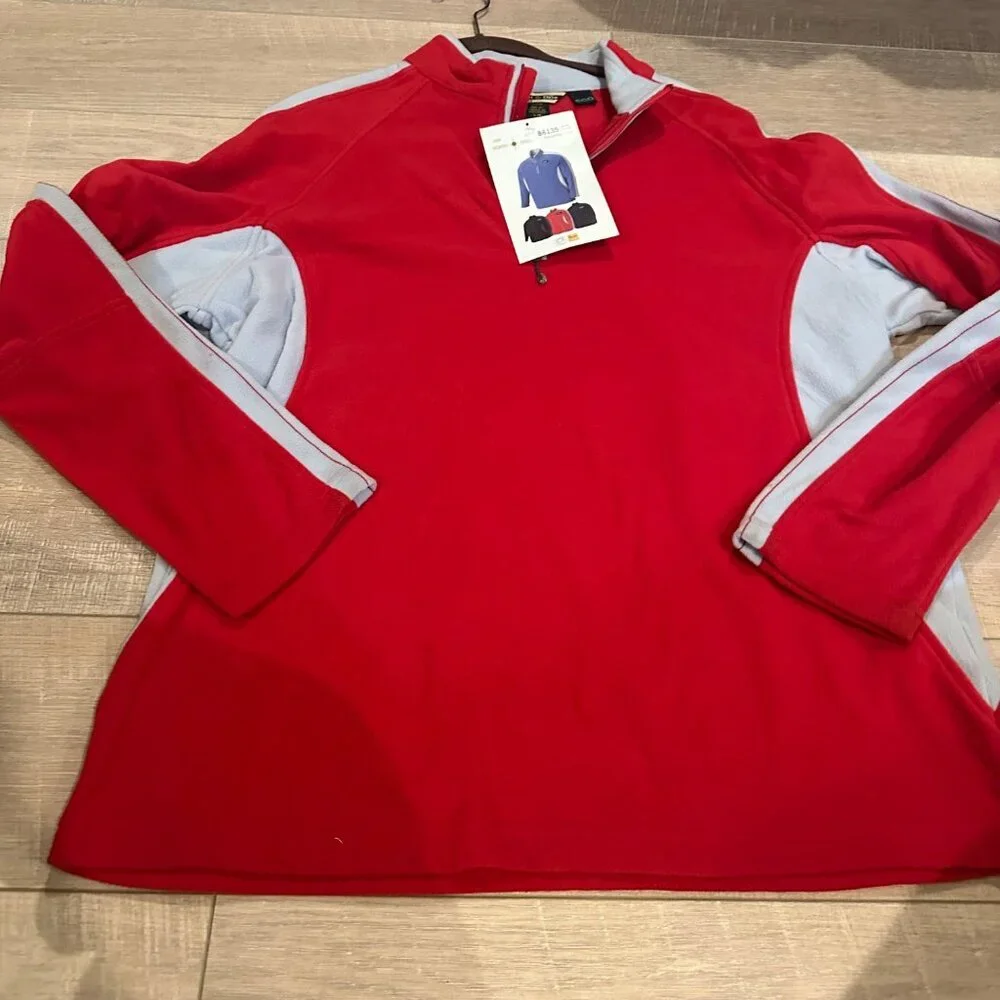 NORTH END MENS LARGE RED AND GRAY FLEECE JACKET NEW 3/4 ZIP